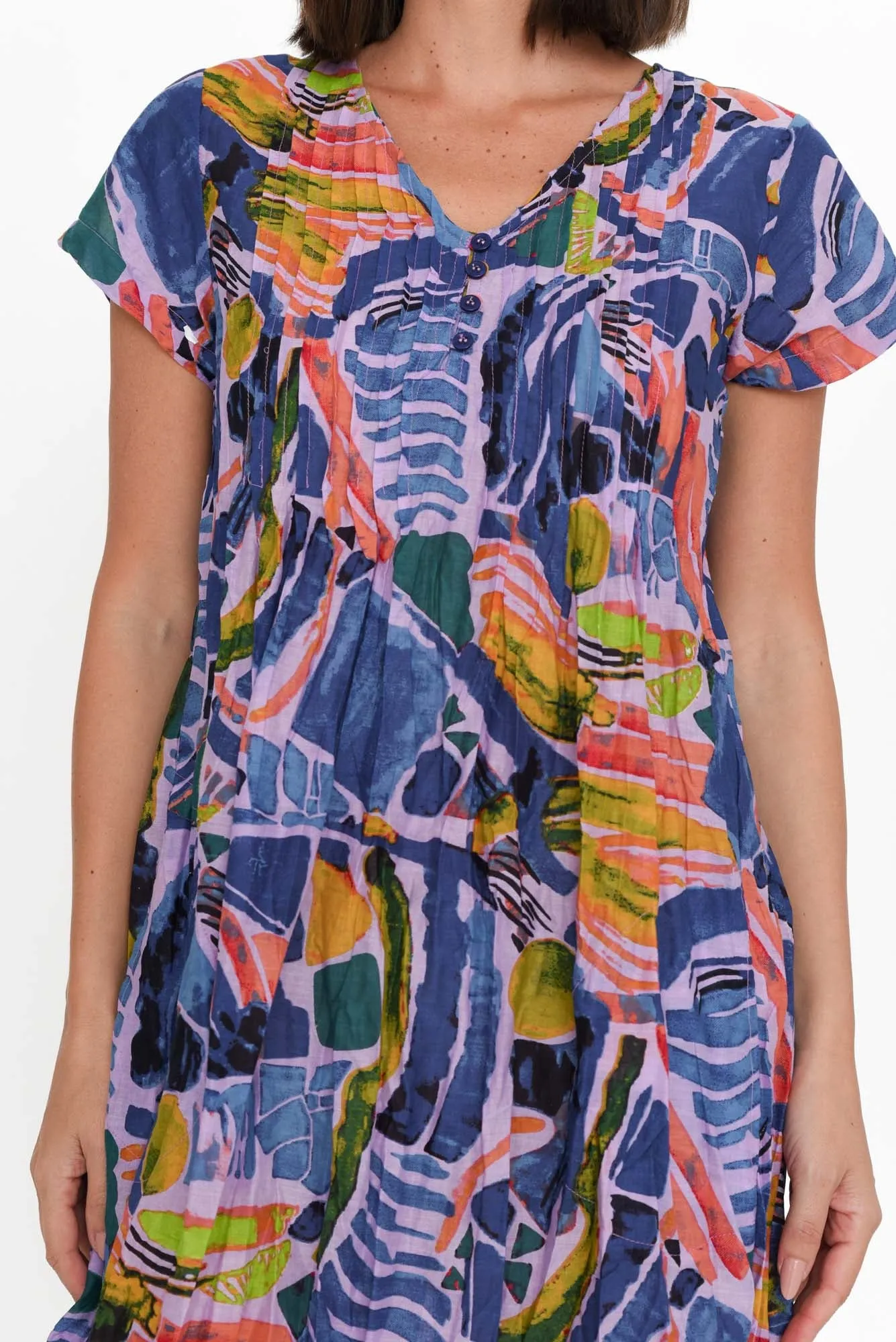 Sabina Cobalt Ripple Crinkle Cotton Dress sold by Blue Bungalow product image thumbnail 5