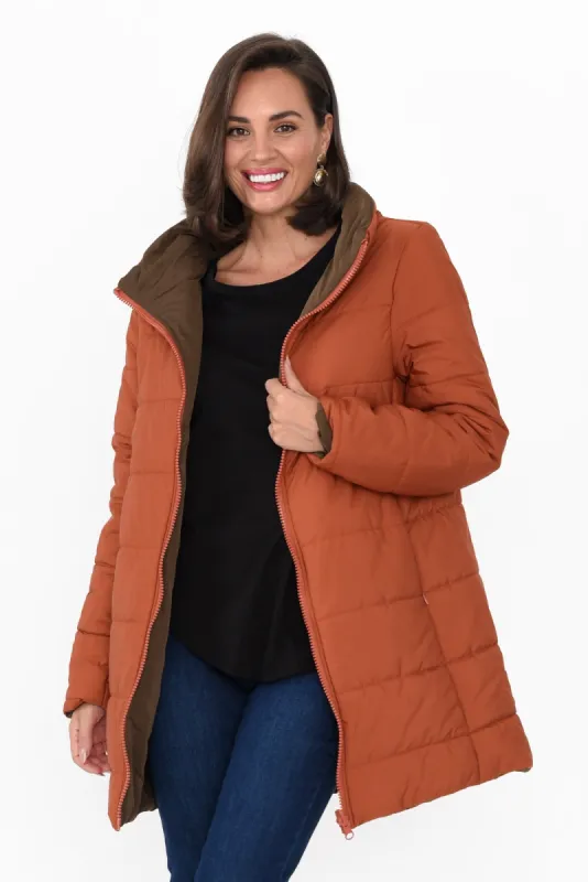 Down Reversible Tartan Print Puffer Coat | Parallel