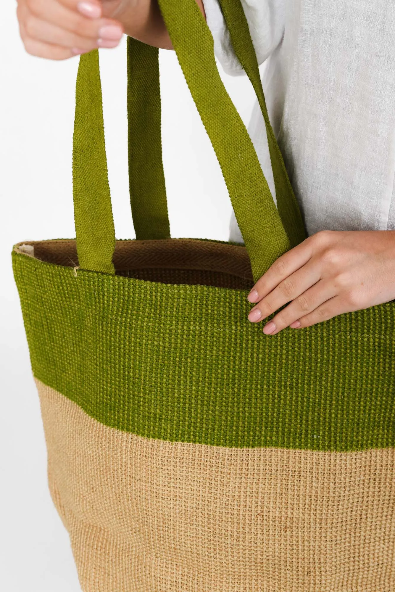 Kierra Green Jute Tote Bag sold by Blue Bungalow product image thumbnail 2