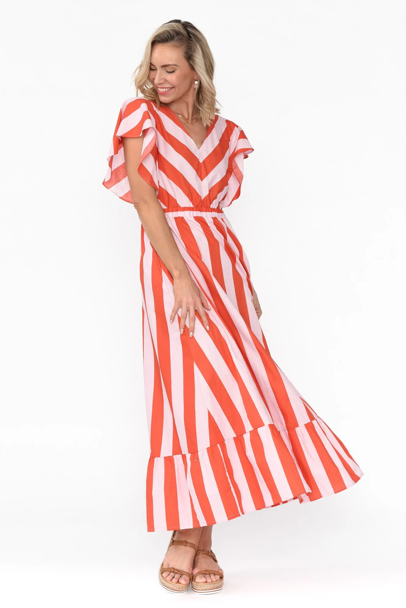 Winslow Pink Stripe Cotton Belted Dress sold by Blue Bungalow product image thumbnail 2
