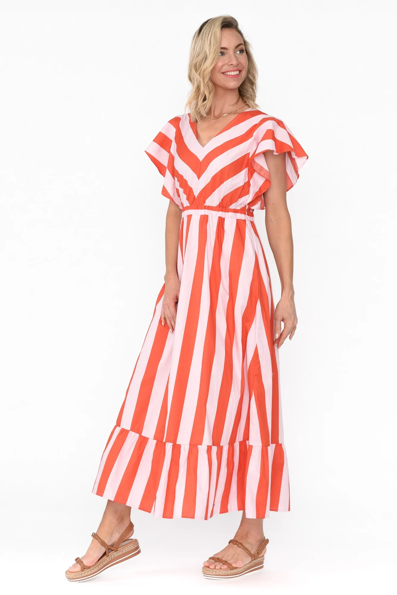 Winslow Pink Stripe Cotton Belted Dress sold by Blue Bungalow product image thumbnail 3