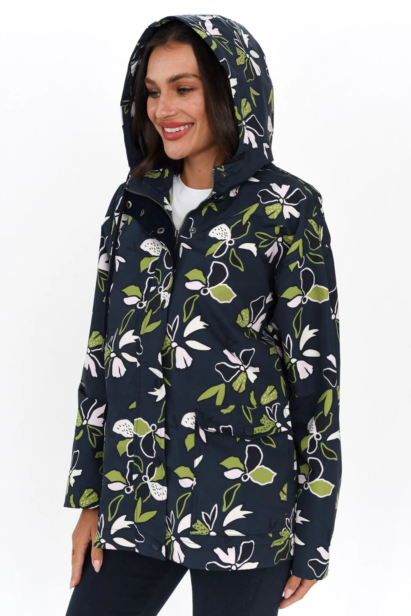 Idyll Navy Floral Raincoat sold by Blue Bungalow product image thumbnail 3