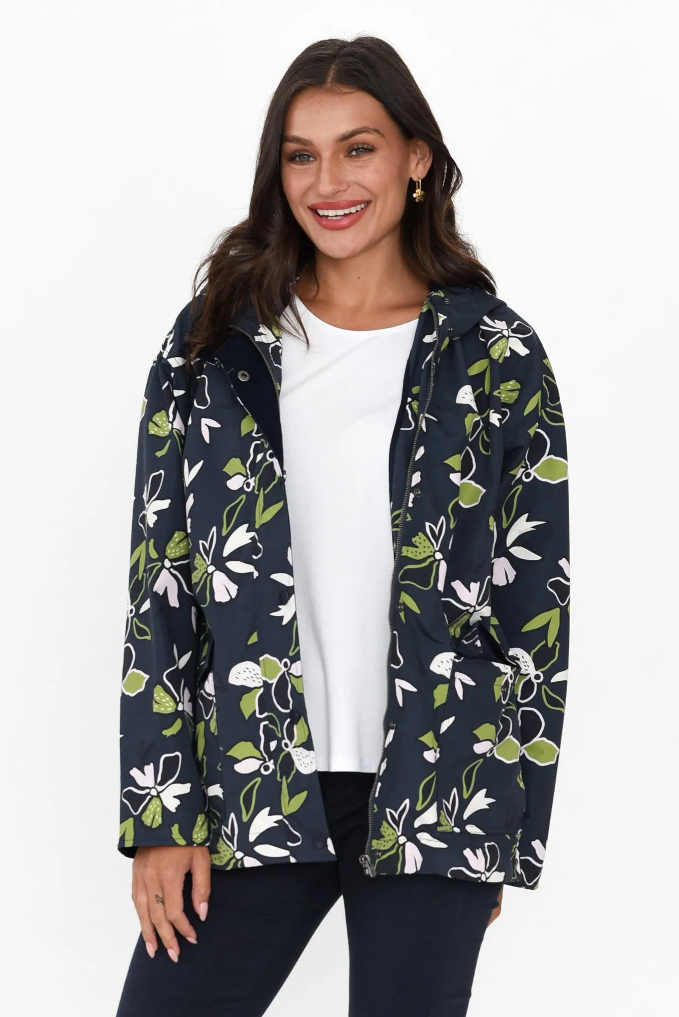 Idyll Navy Floral Raincoat sold by Blue Bungalow