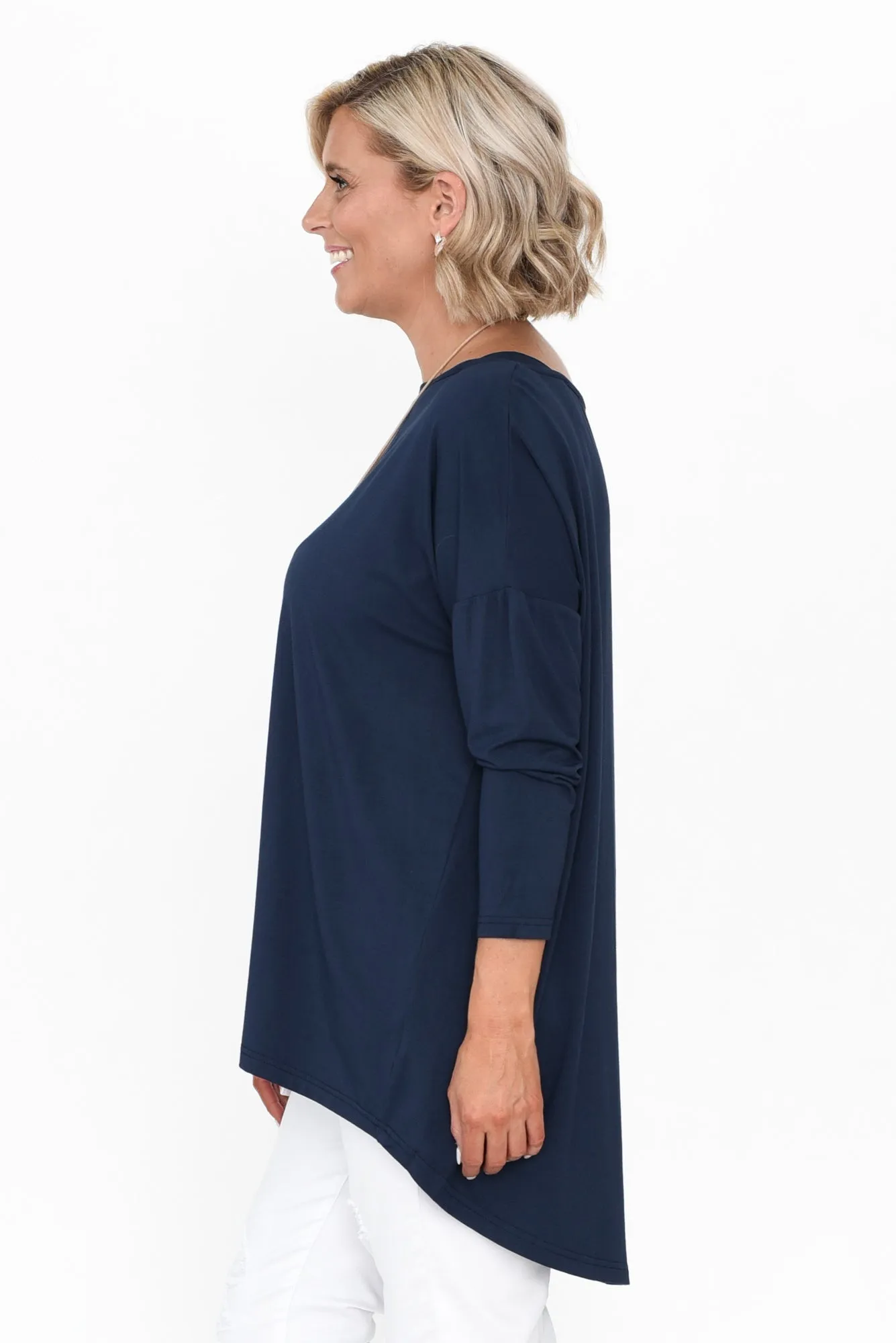 Anakin Navy Hi Lo Bamboo Top sold by Blue Bungalow product image thumbnail 4