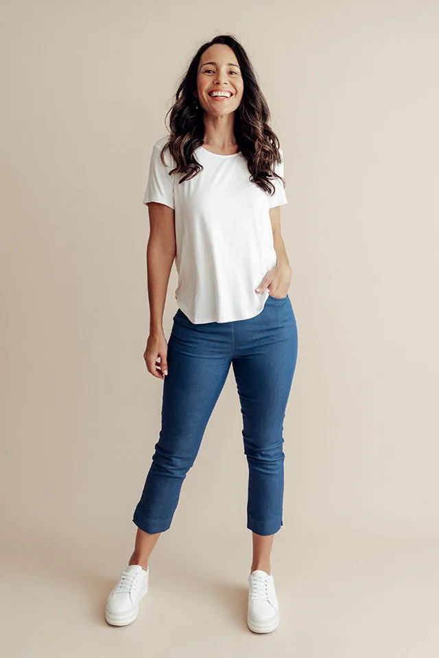 Monza Dark Blue Stretch 7/8 Pants sold by Blue Bungalow