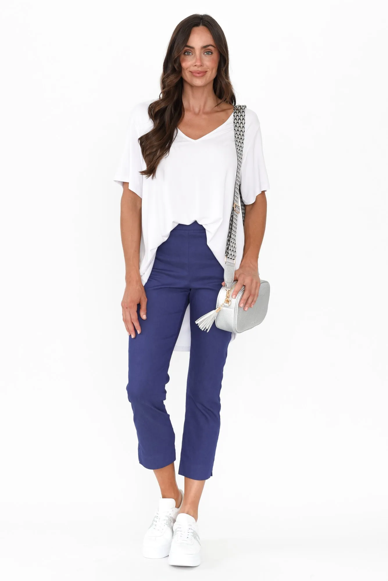 Monza Dark Blue Stretch 7/8 Pants sold by Blue Bungalow product image thumbnail 3