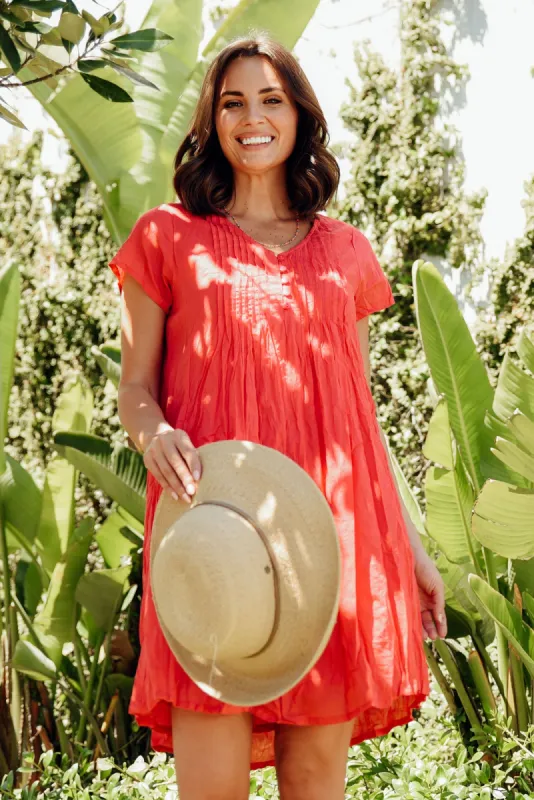 Sabina Cherry Crinkle Cotton Dress sold by Blue Bungalow