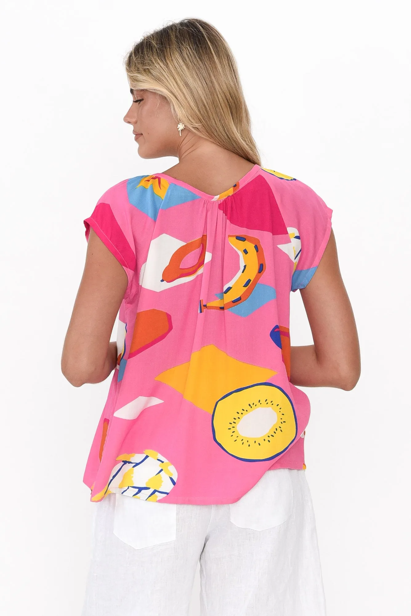 Aurora Pink Fruity Short Sleeve Top sold by Blue Bungalow product image thumbnail 4