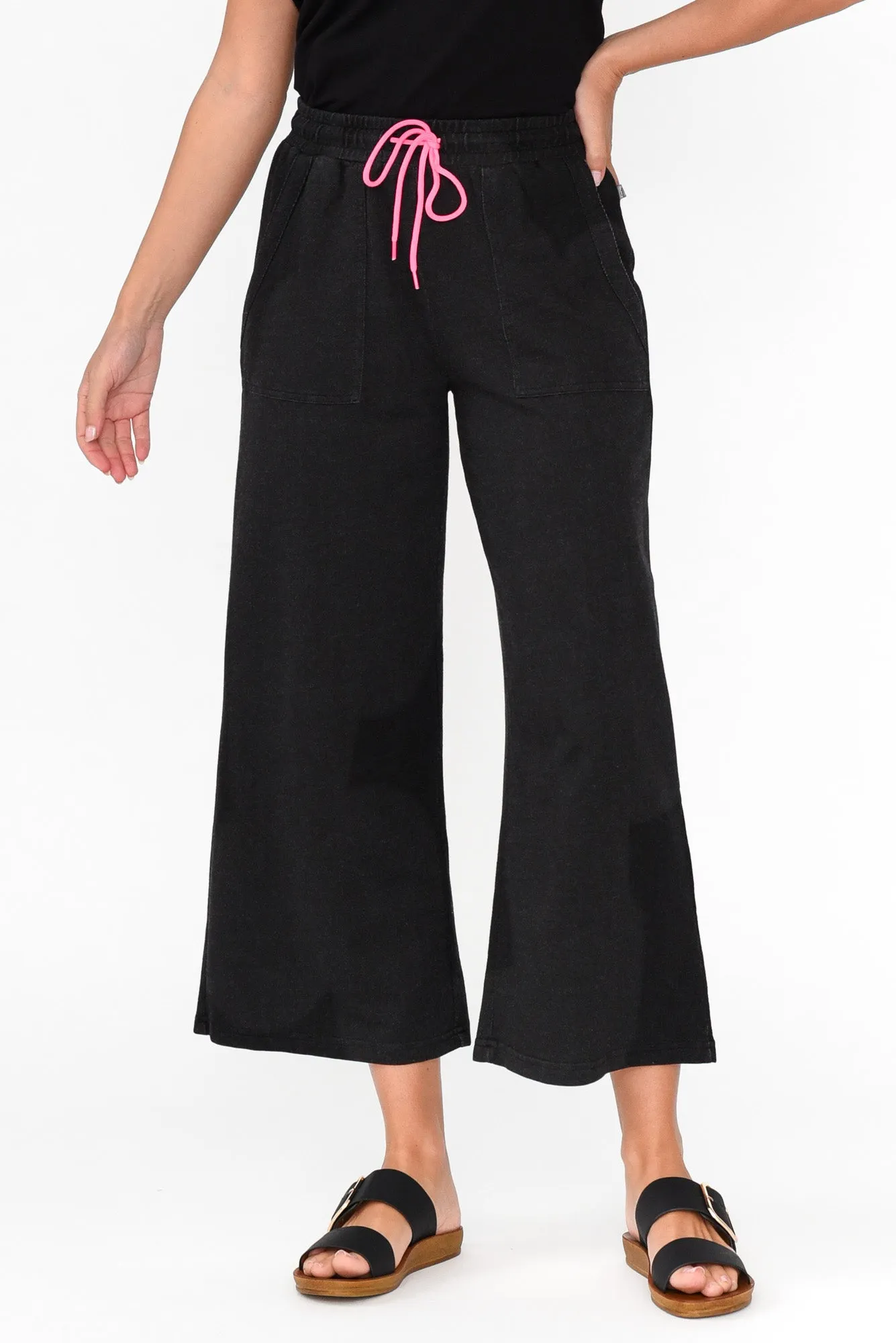Mariam Black Relaxed Track Pants sold by Blue Bungalow