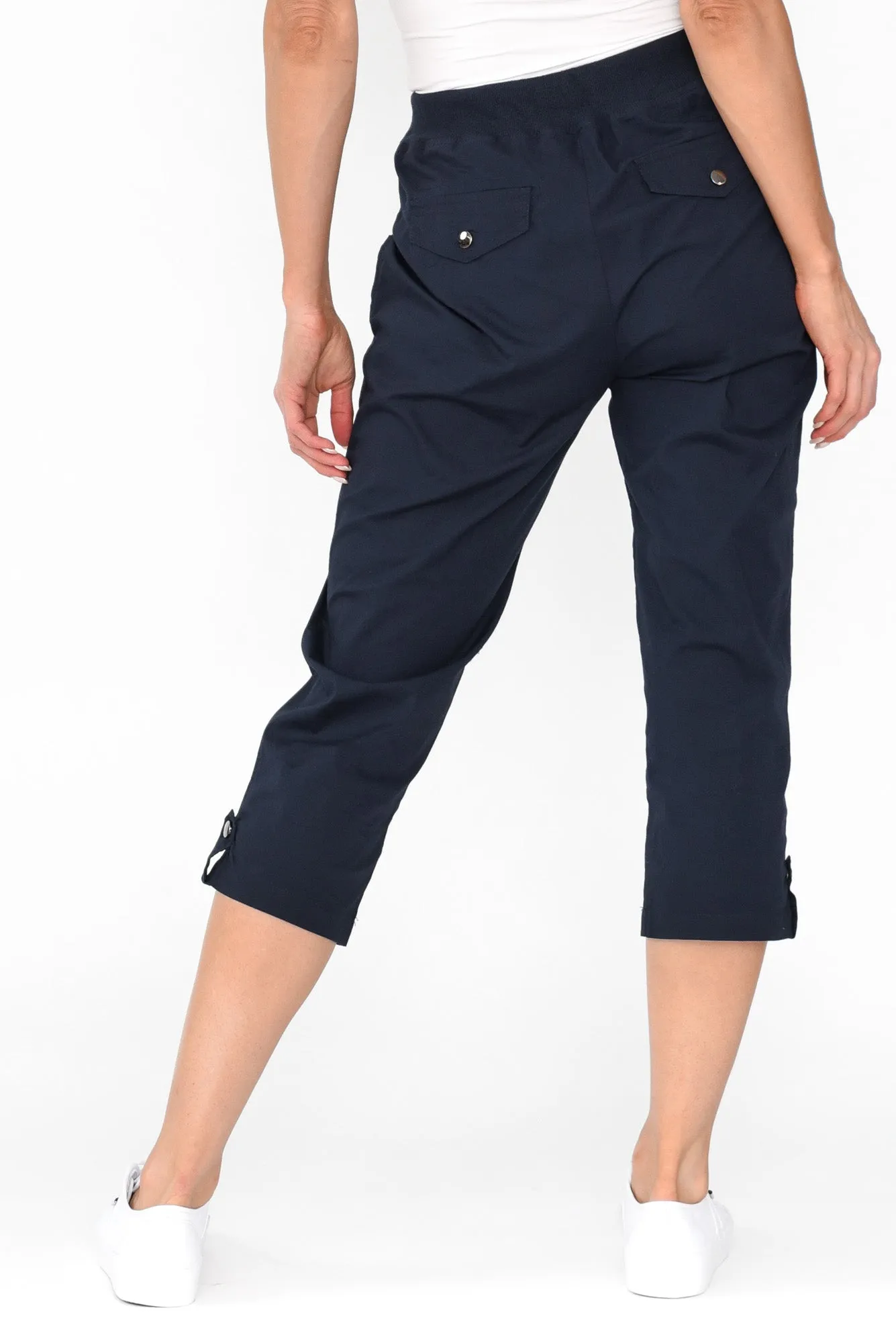 Marta Navy Cotton 3/4 Pants sold by Blue Bungalow product image thumbnail 4