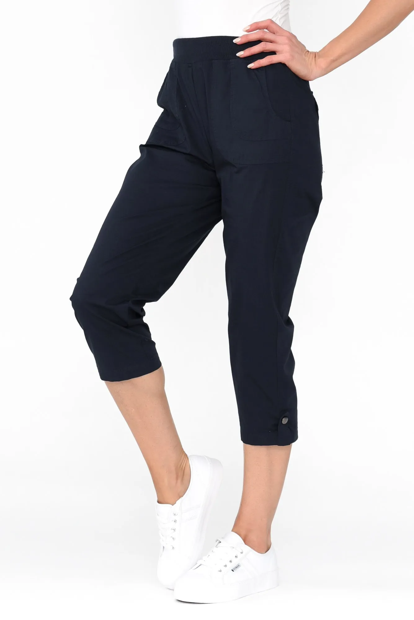 Marta Navy Cotton 3/4 Pants sold by Blue Bungalow product image thumbnail 3