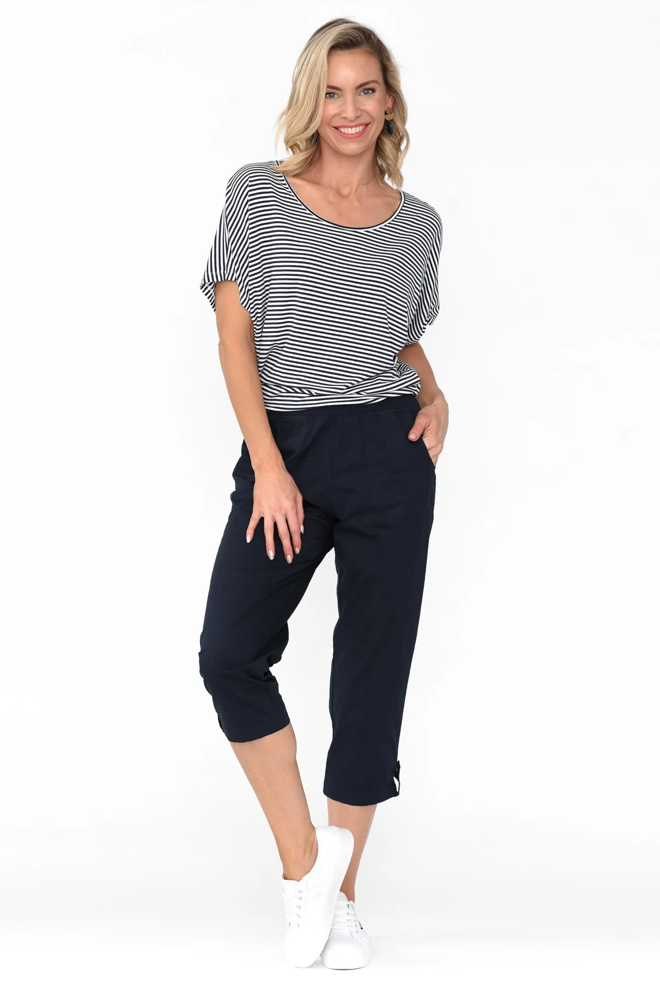 Marta Navy Cotton 3/4 Pants sold by Blue Bungalow product image thumbnail 5