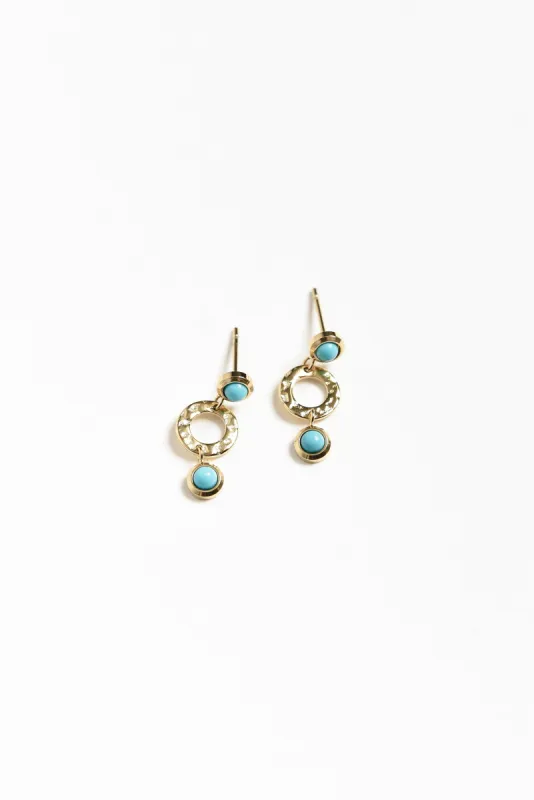 Roni Turquoise Gold Plated Drop Earrings sold by Blue Bungalow
