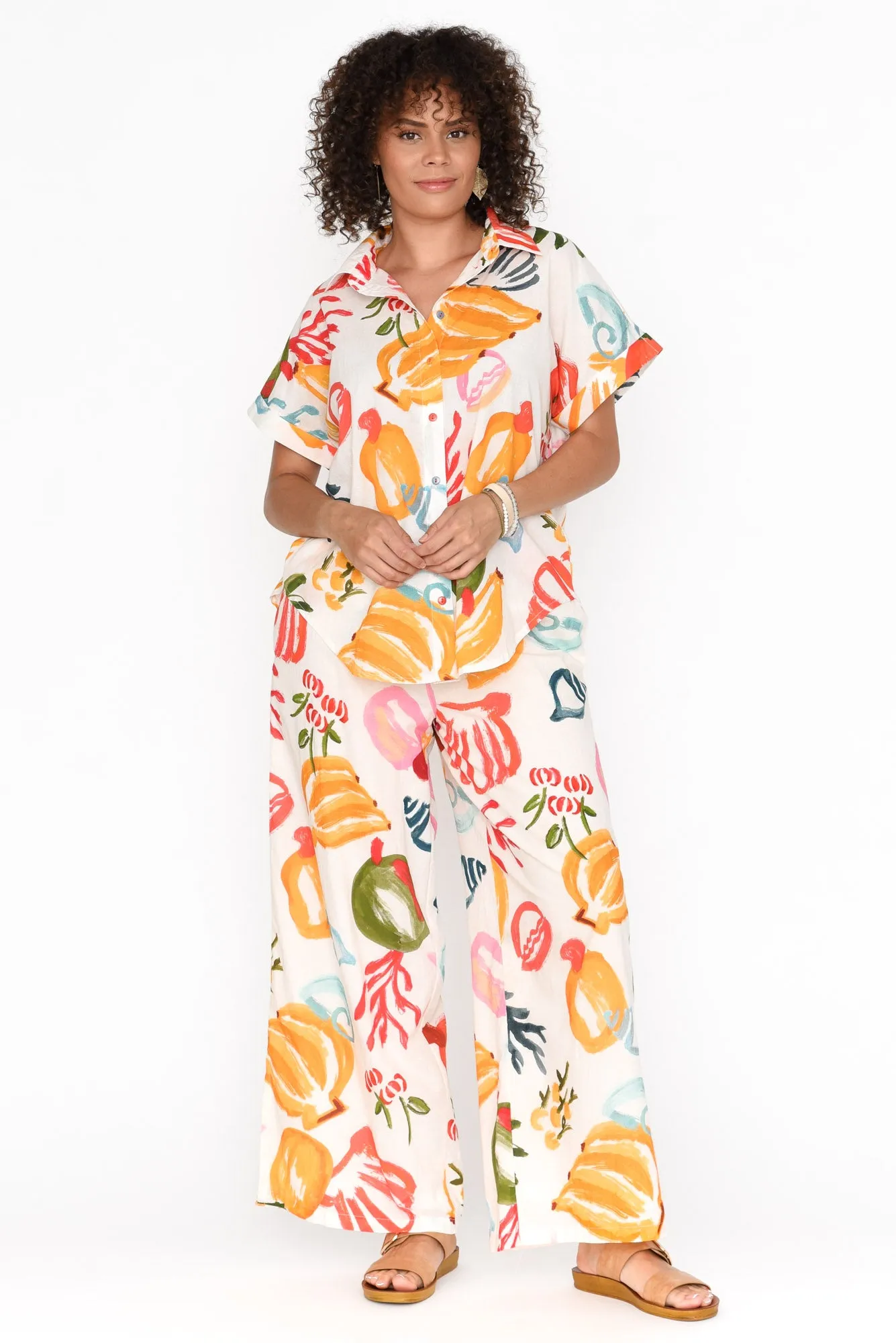 Ambriel White Tropical Cotton Pants sold by Blue Bungalow product image thumbnail 2