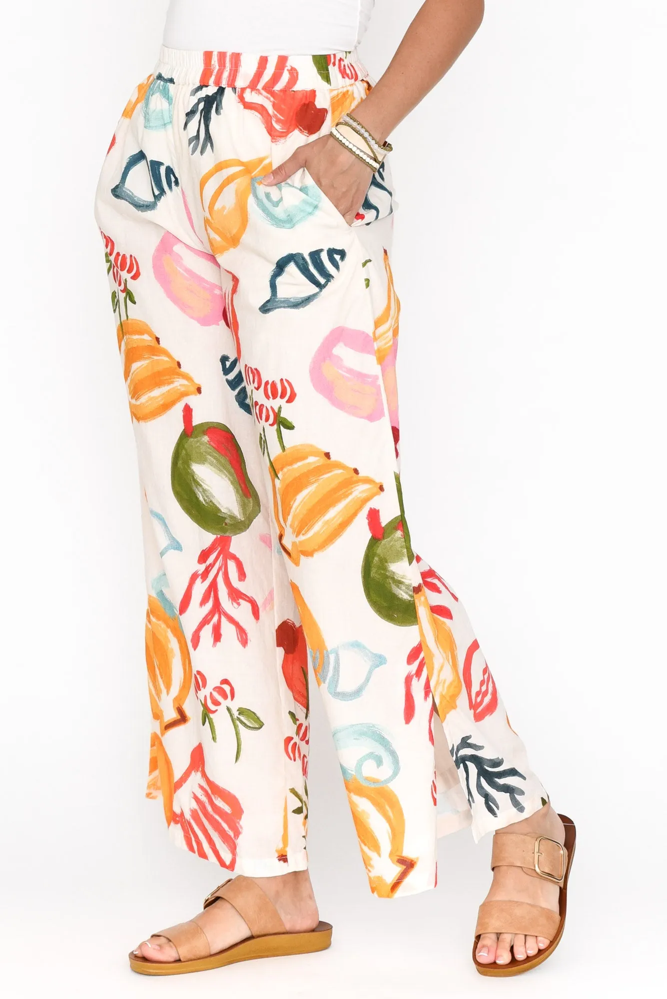 Ambriel White Tropical Cotton Pants sold by Blue Bungalow product image thumbnail 3