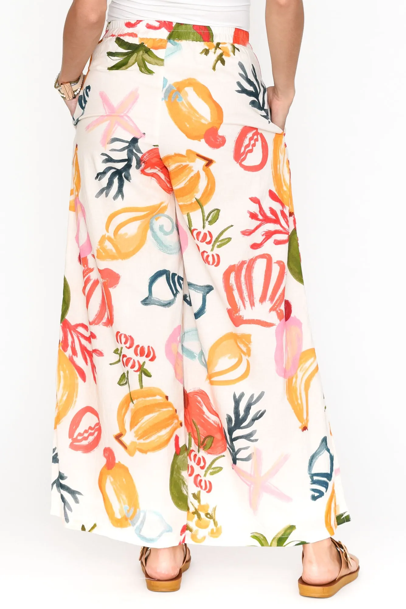 Ambriel White Tropical Cotton Pants sold by Blue Bungalow product image thumbnail 4