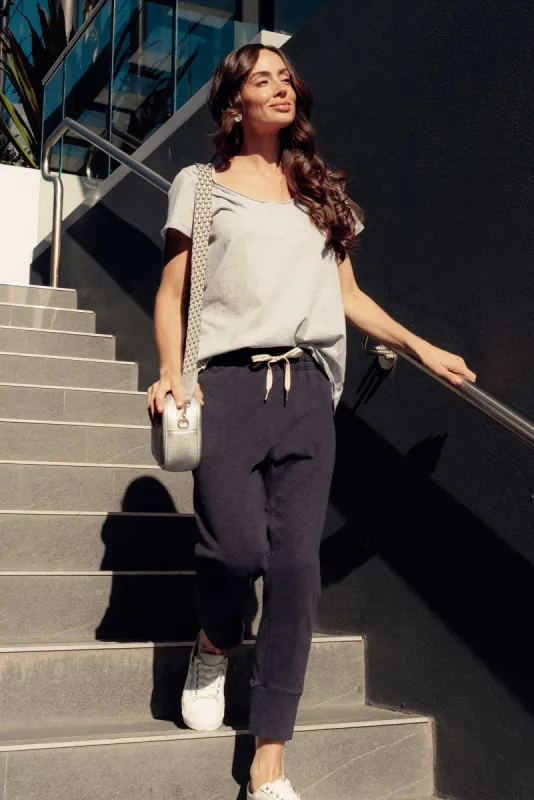 Fundamental Brunch Navy Cotton Sweatpants sold by Blue Bungalow
