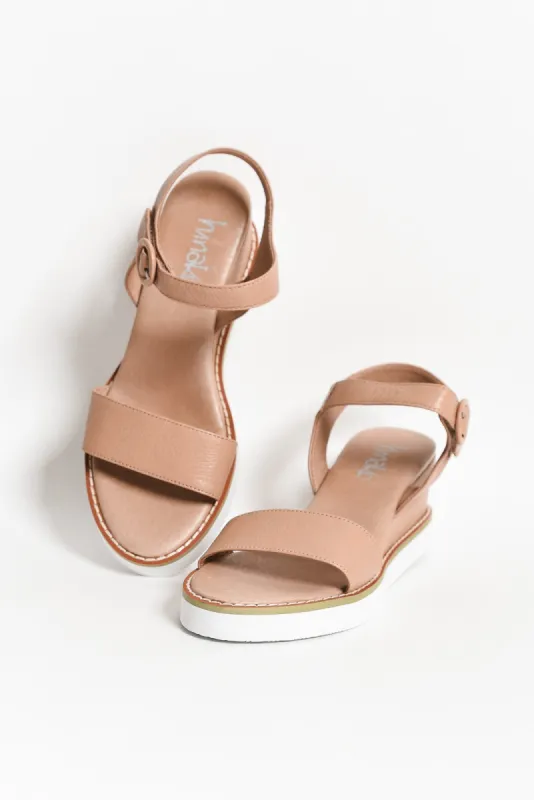 Mariah Dusty Pink Leather Wedge sold by Blue Bungalow