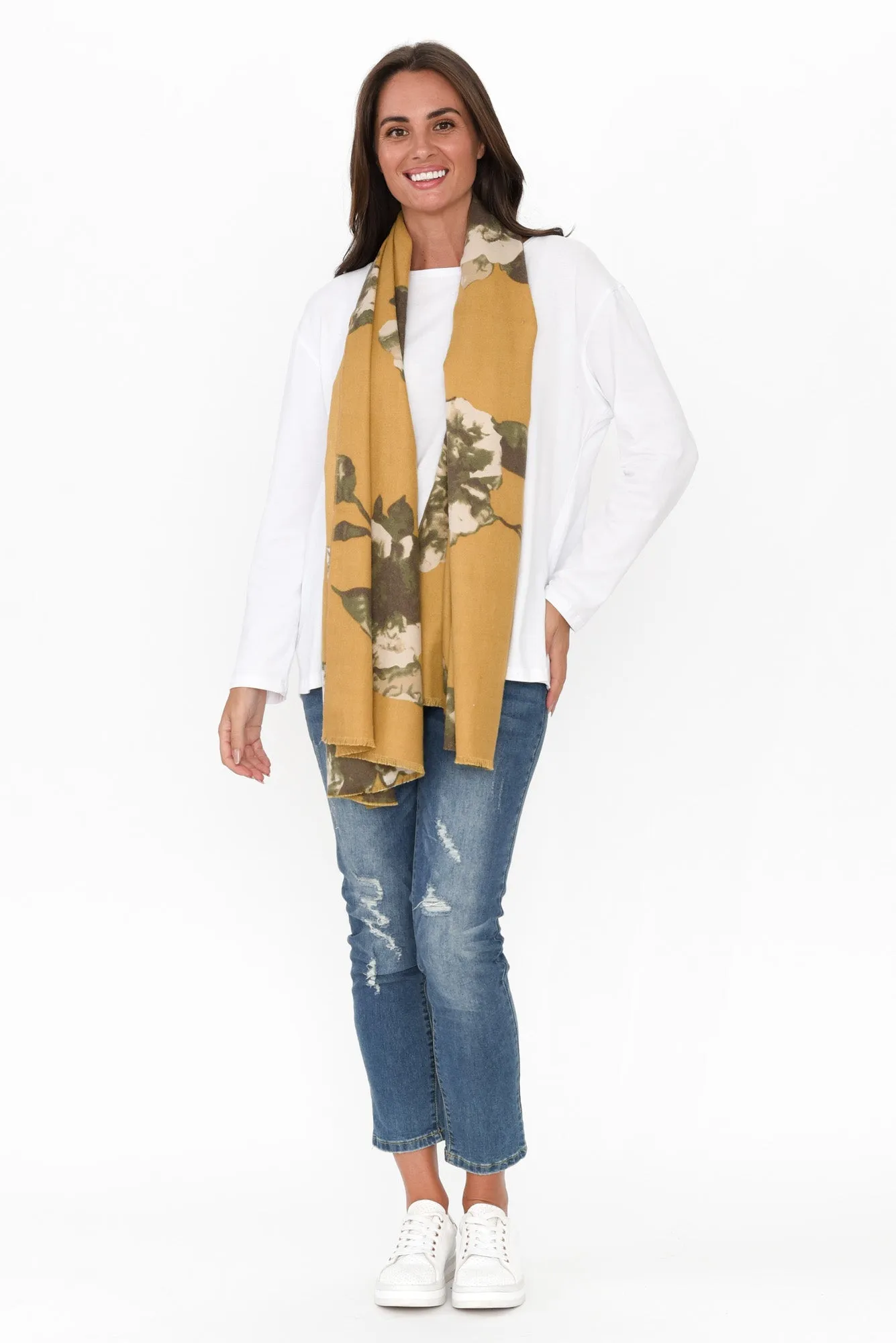 Keshina Mustard Garden Scarf sold by Blue Bungalow product image thumbnail 2