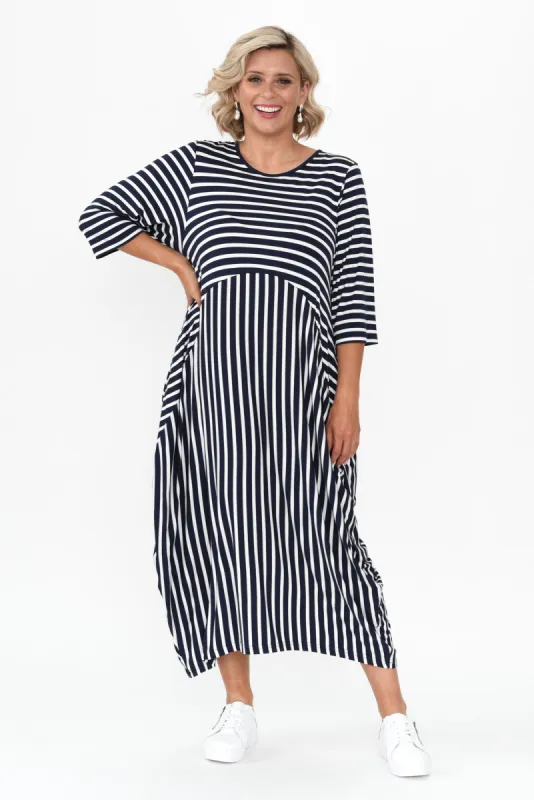 Alviva Navy Stripe Bamboo Dress sold by Blue Bungalow