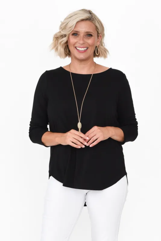 Adele Black Long Sleeve Bamboo Tee sold by Blue Bungalow