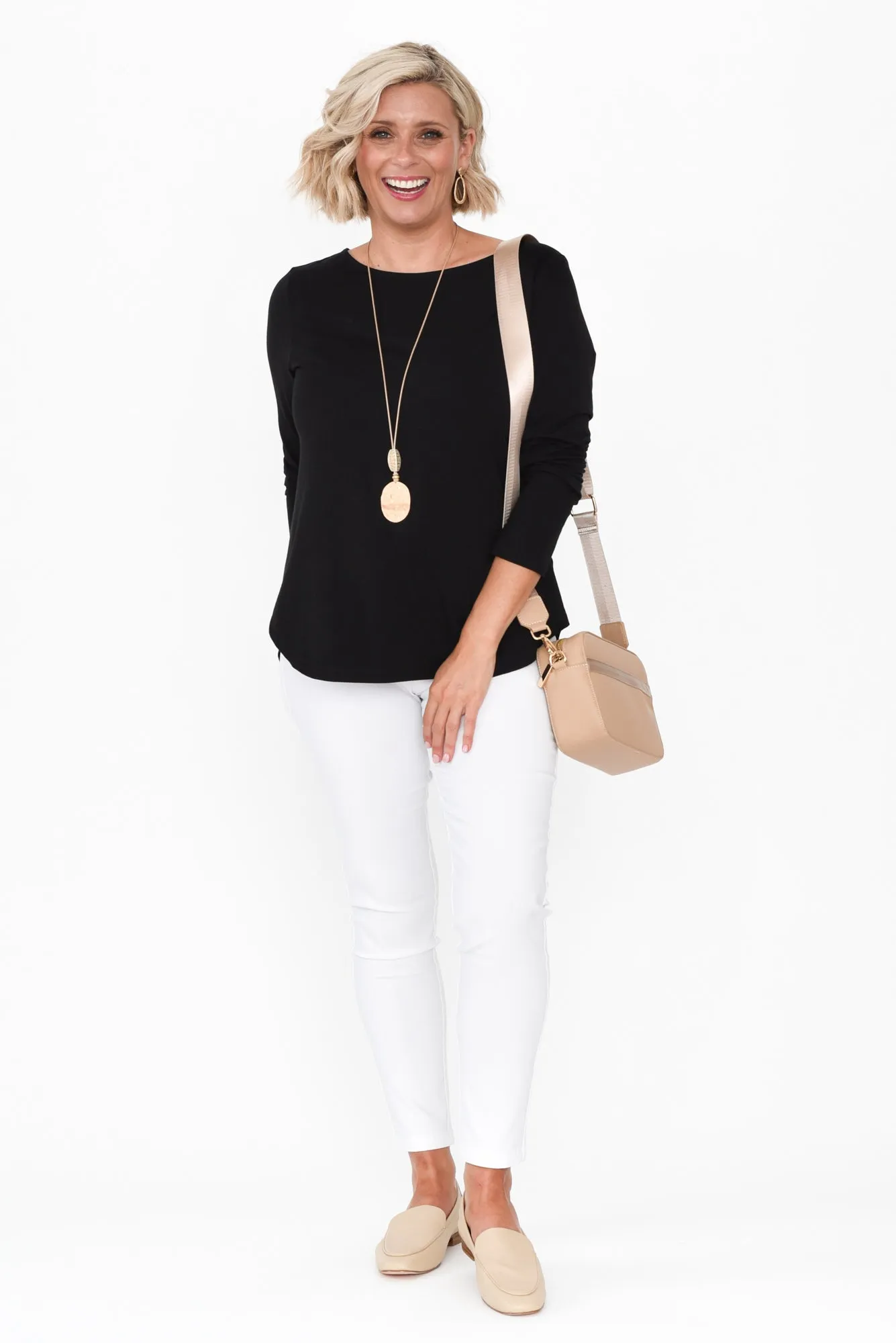 Adele Black Long Sleeve Bamboo Tee sold by Blue Bungalow product image thumbnail 2