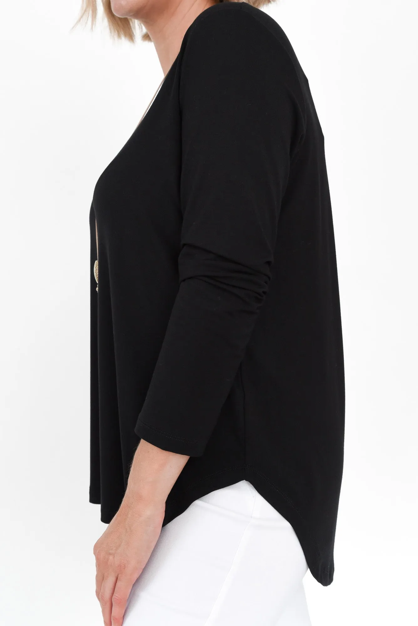 Adele Black Long Sleeve Bamboo Tee sold by Blue Bungalow product image thumbnail 5