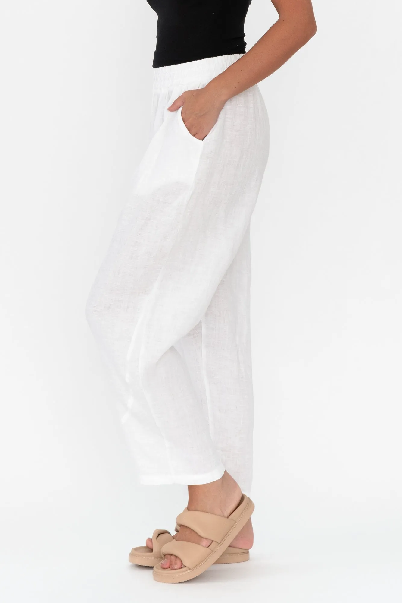 Ataya White Linen Pants sold by Blue Bungalow product image thumbnail 4