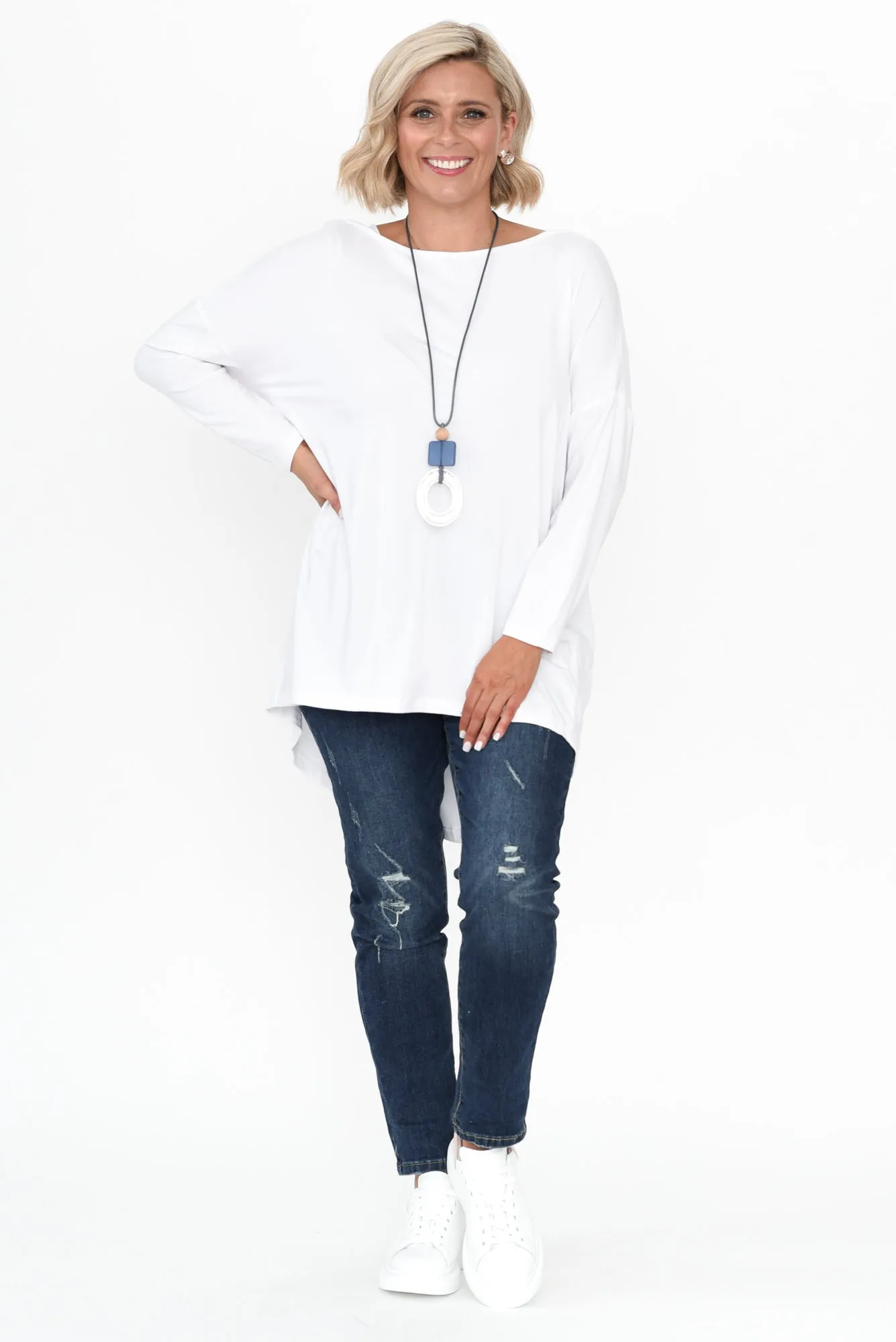 Anakin White Hi Lo Bamboo Top sold by Blue Bungalow product image thumbnail 2