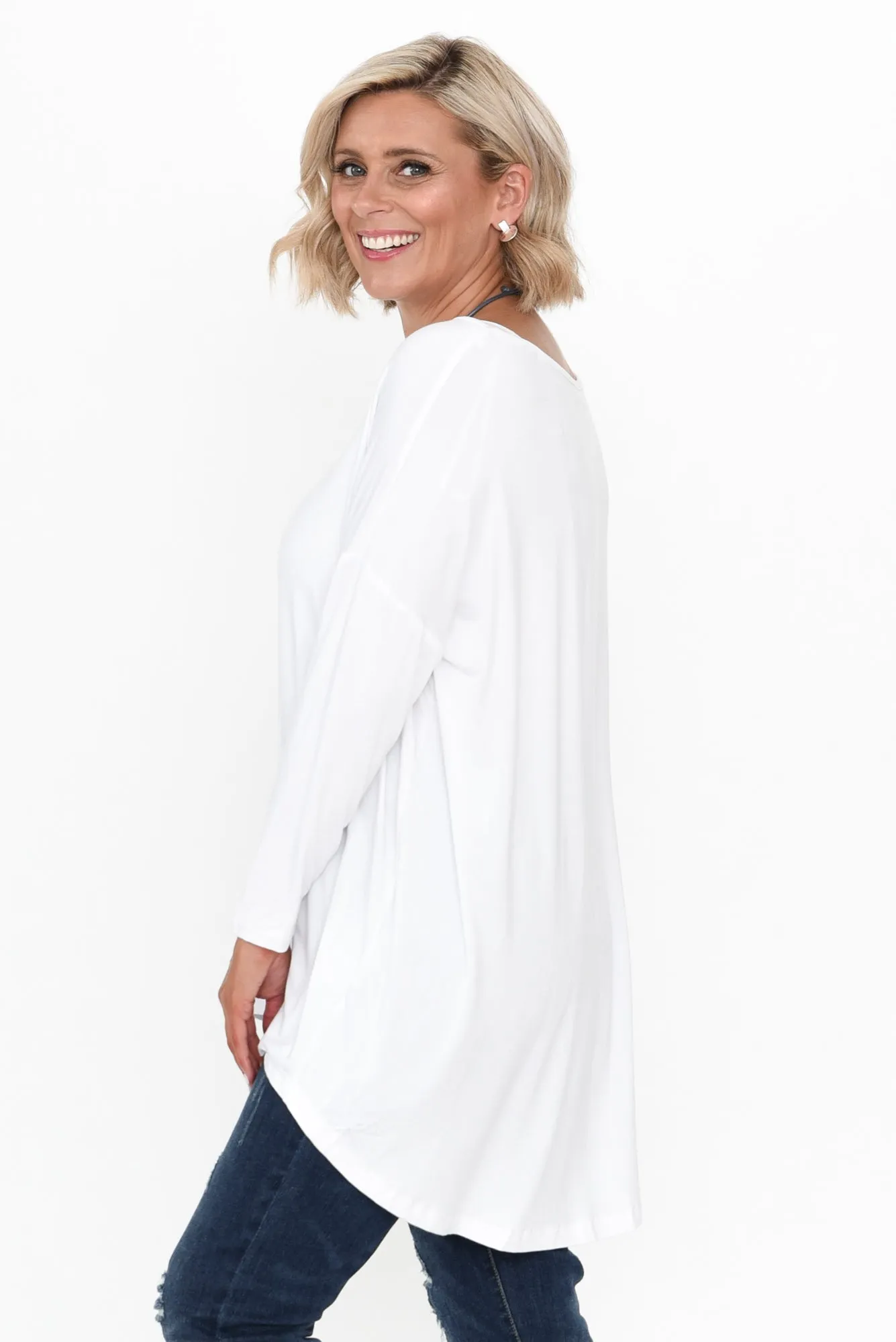 Anakin White Hi Lo Bamboo Top sold by Blue Bungalow product image thumbnail 3