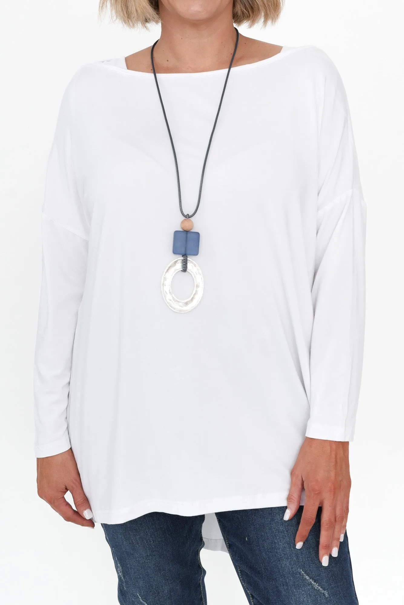 Anakin White Hi Lo Bamboo Top sold by Blue Bungalow product image thumbnail 5