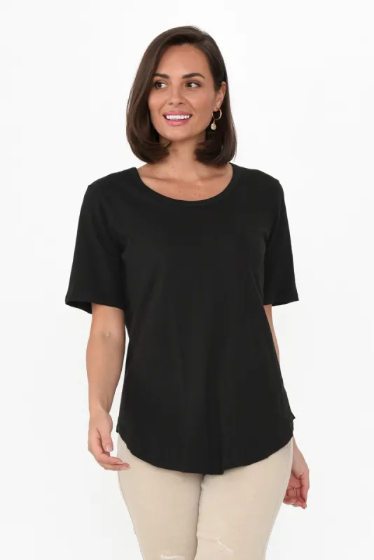 Ariana Black Cotton Tee sold by Blue Bungalow