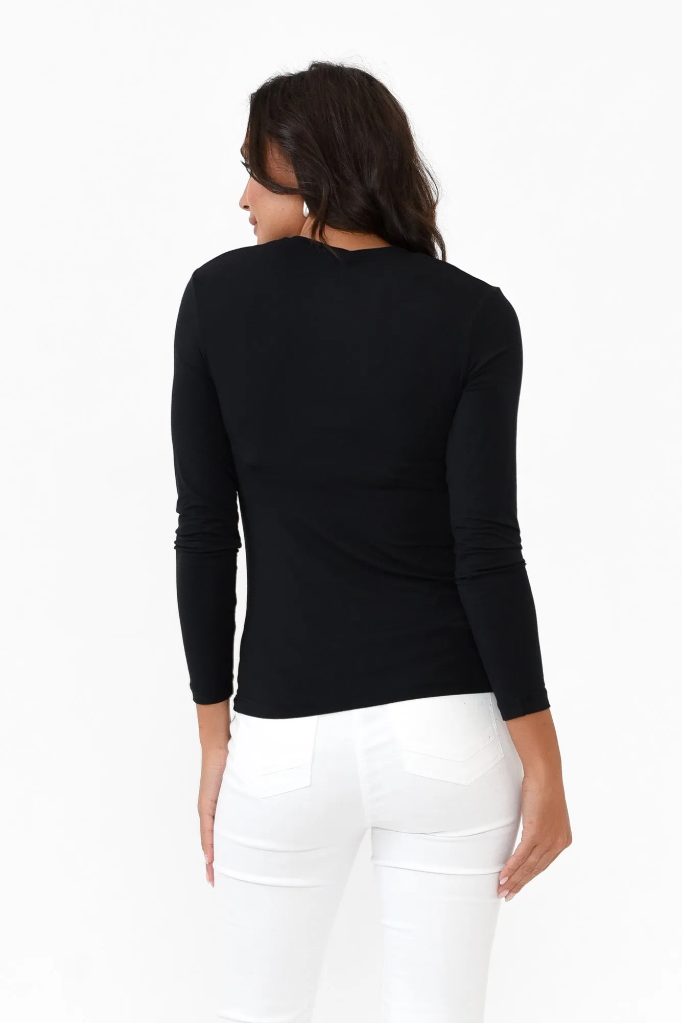 Black Micro Modal Scoop Neck Long Sleeve sold by Blue Bungalow product image thumbnail 4