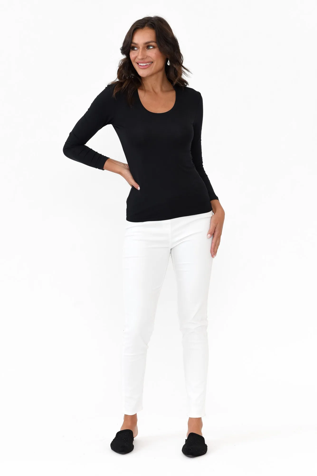 Black Micro Modal Scoop Neck Long Sleeve sold by Blue Bungalow product image thumbnail 2