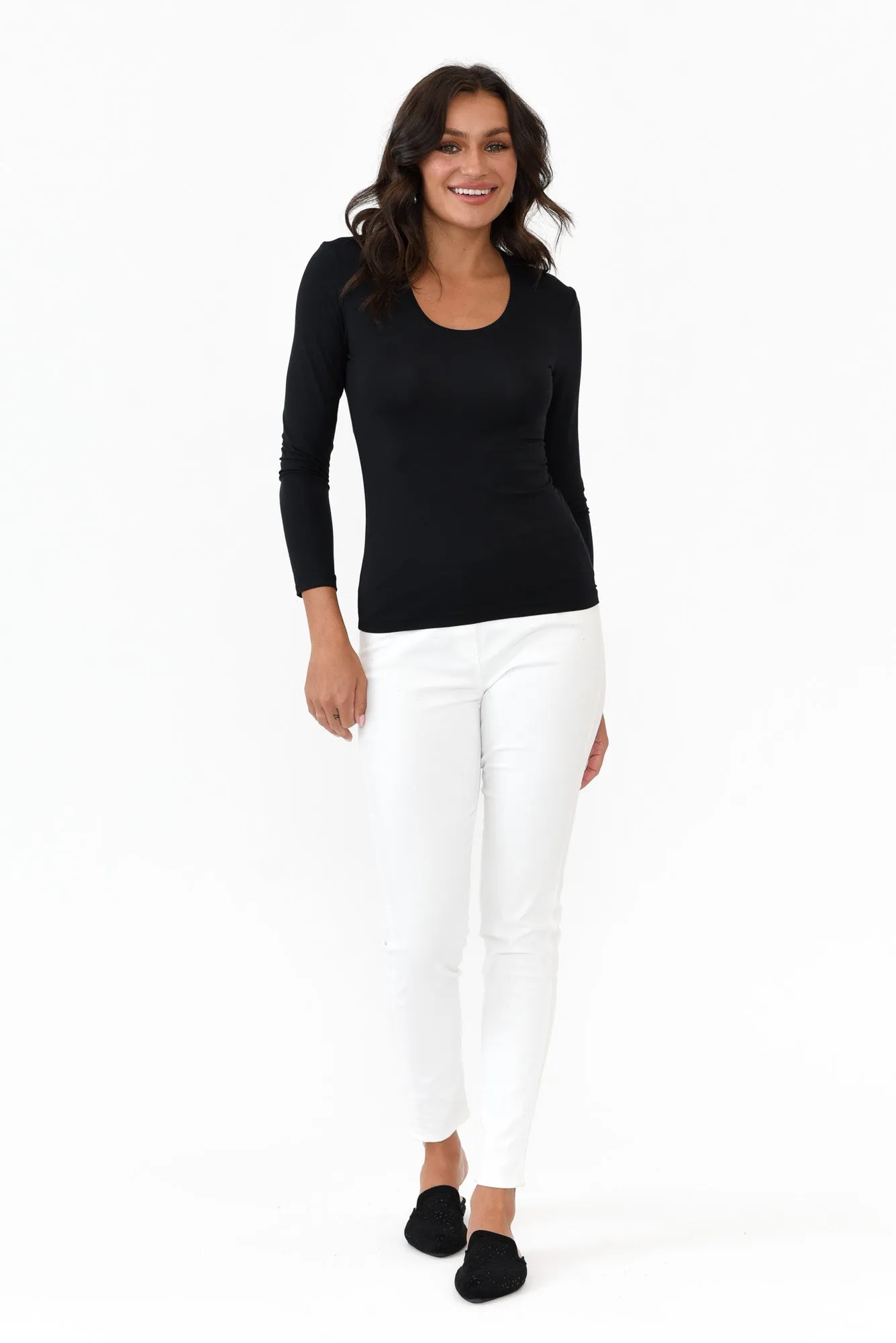 Black Micro Modal Scoop Neck Long Sleeve sold by Blue Bungalow product image thumbnail 5