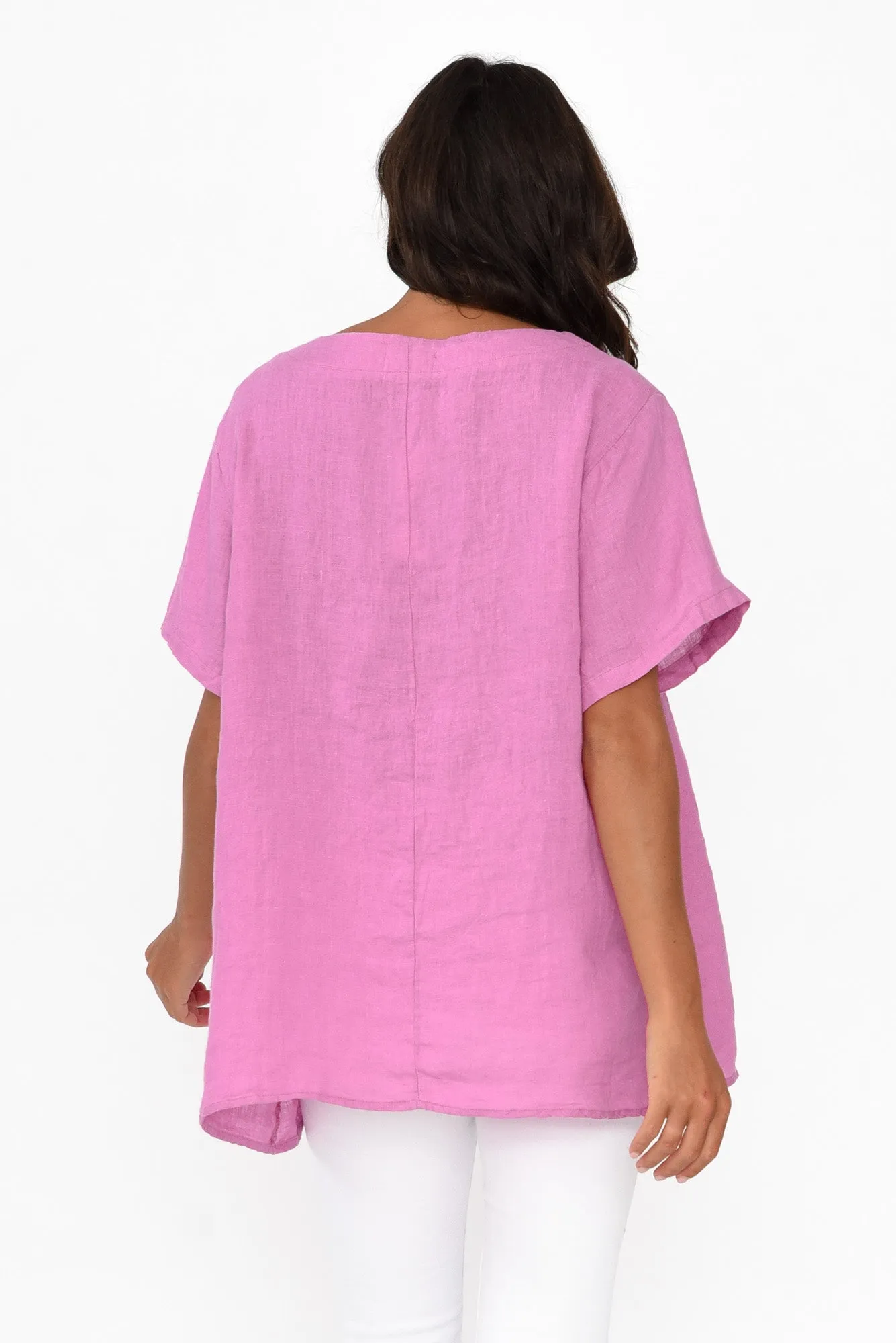Micah Pink Linen Scoop Neck Top sold by Blue Bungalow product image thumbnail 5