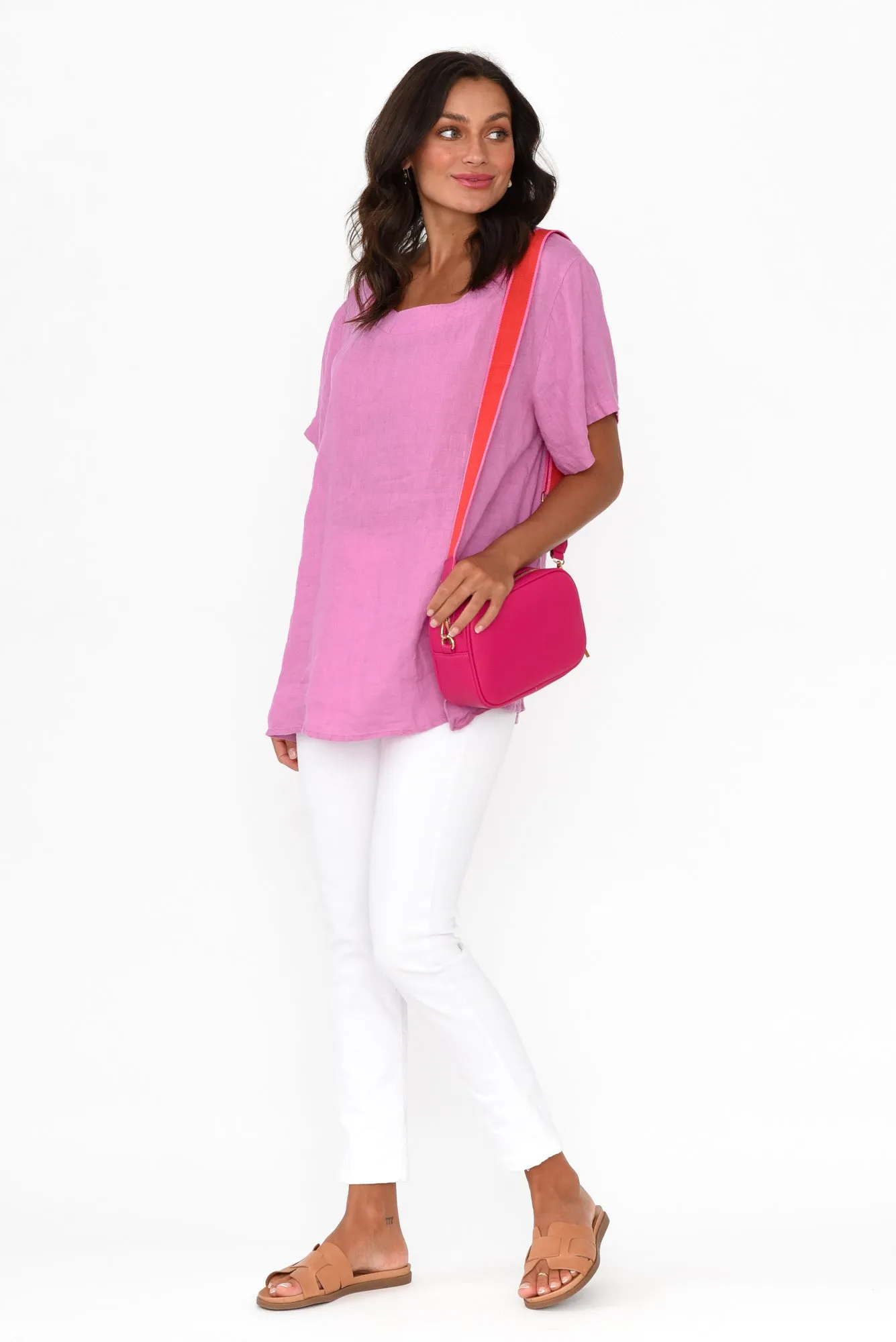 Micah Pink Linen Scoop Neck Top sold by Blue Bungalow product image thumbnail 3