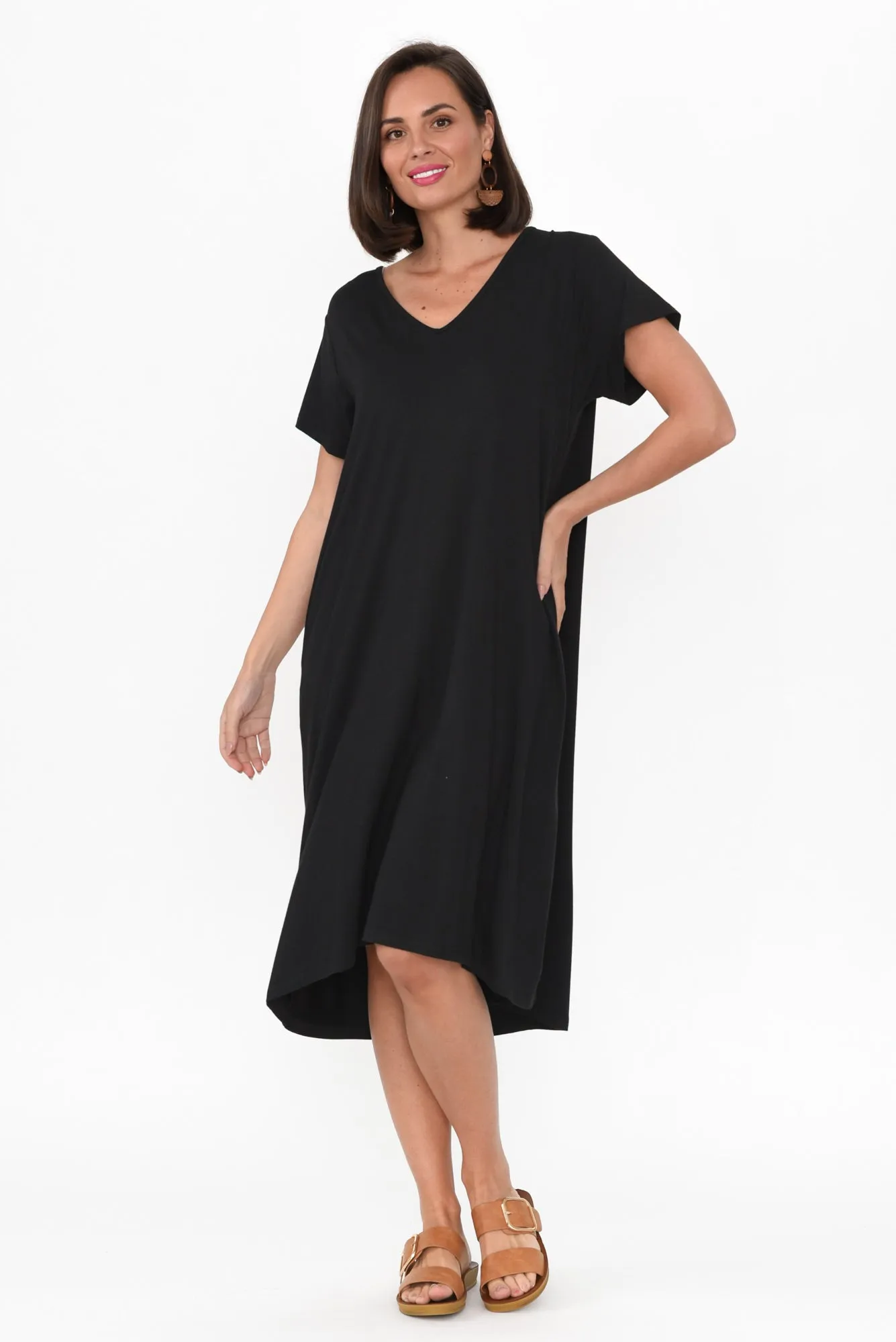 Tiffany Black Bamboo Tee Dress sold by Blue Bungalow product image thumbnail 2