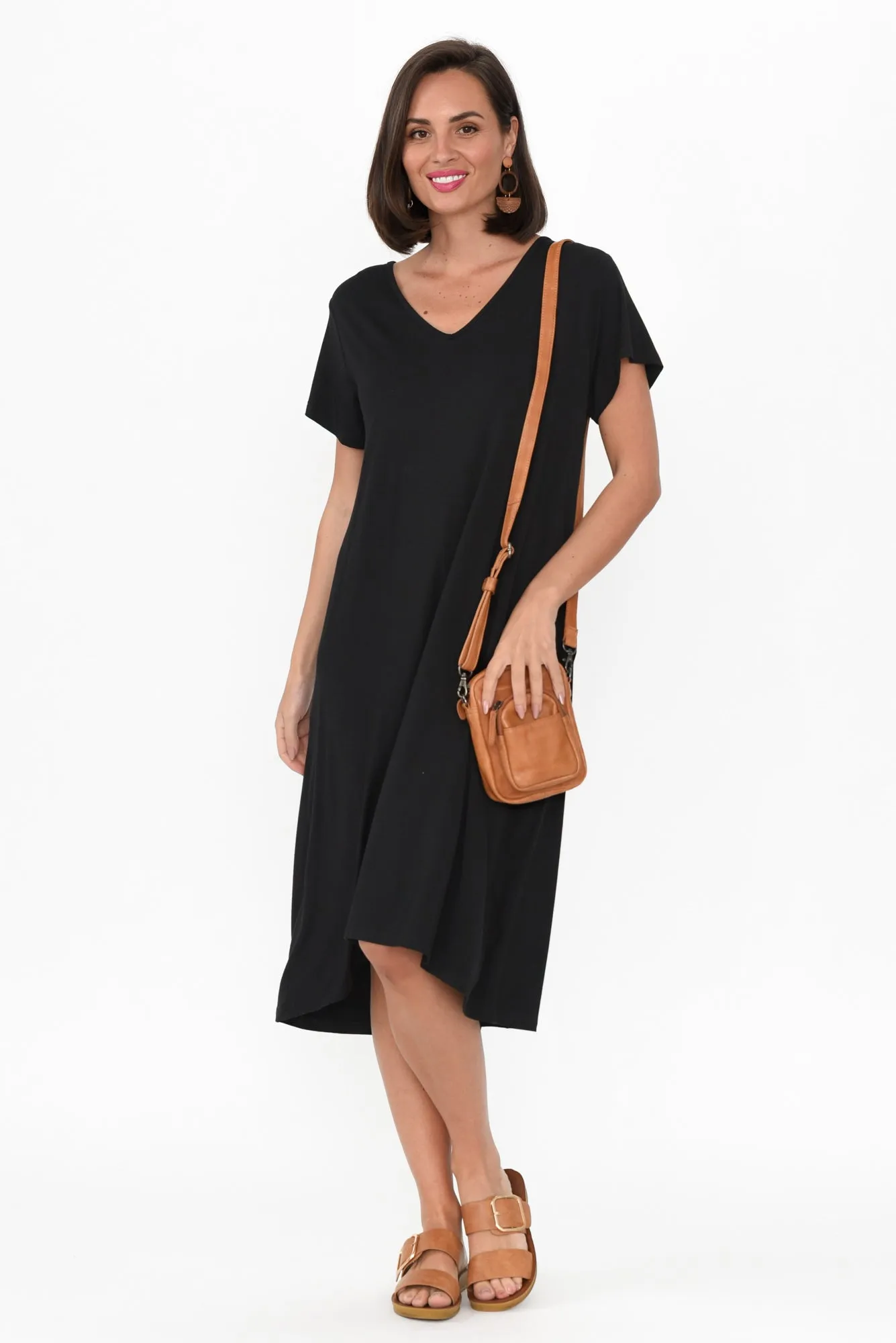Tiffany Black Bamboo Tee Dress sold by Blue Bungalow
