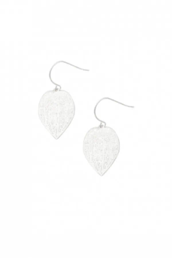 Silver Mini Leaf Lace Earrings sold by Blue Bungalow
