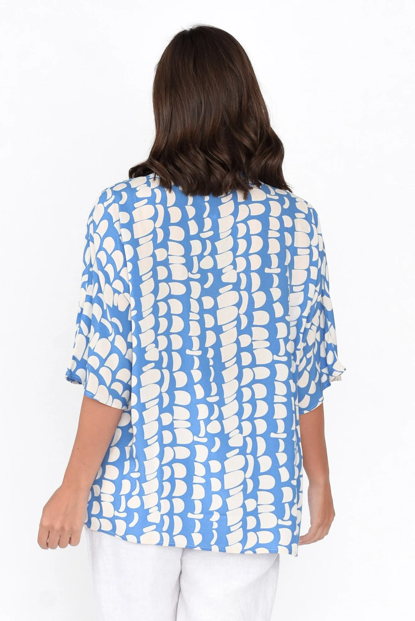 Amity Blue Geo V Neck Top sold by Blue Bungalow product image thumbnail 4