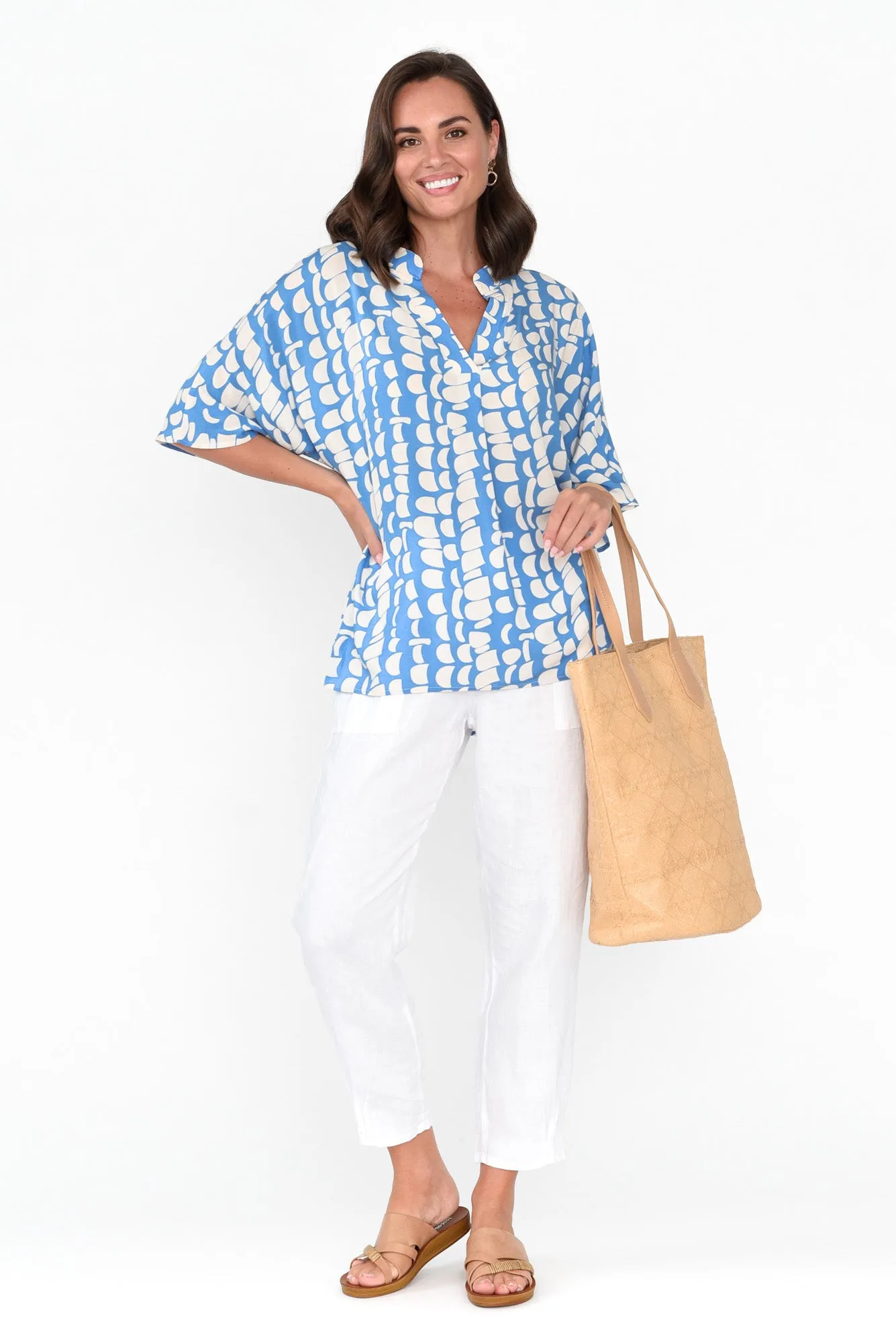 Amity Blue Geo V Neck Top sold by Blue Bungalow product image thumbnail 2
