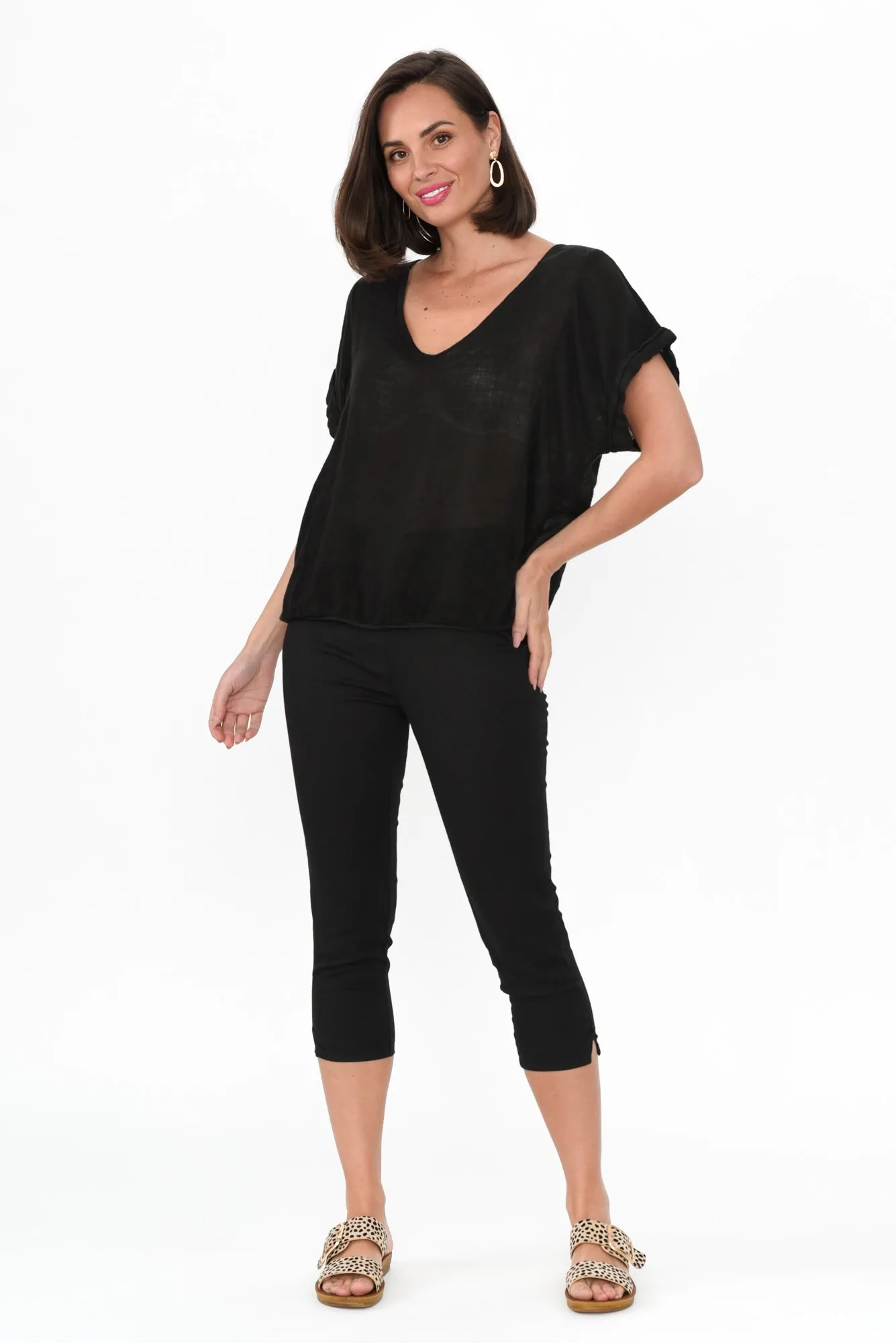 Reed Black Stretch Cotton Capri Pants sold by Blue Bungalow product image thumbnail 2