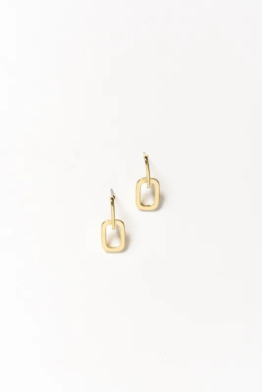 Jeanie Gold Rectangle Drop Earrings sold by Blue Bungalow