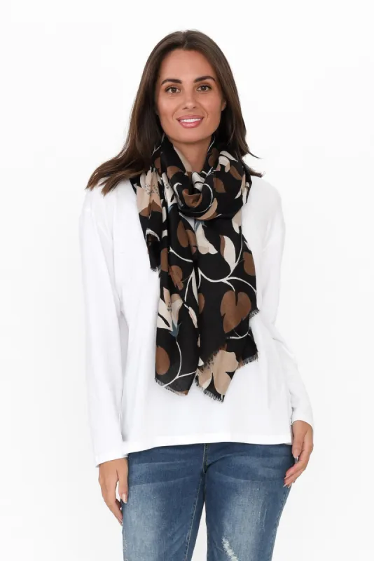Daline Black Floral Scarf sold by Blue Bungalow