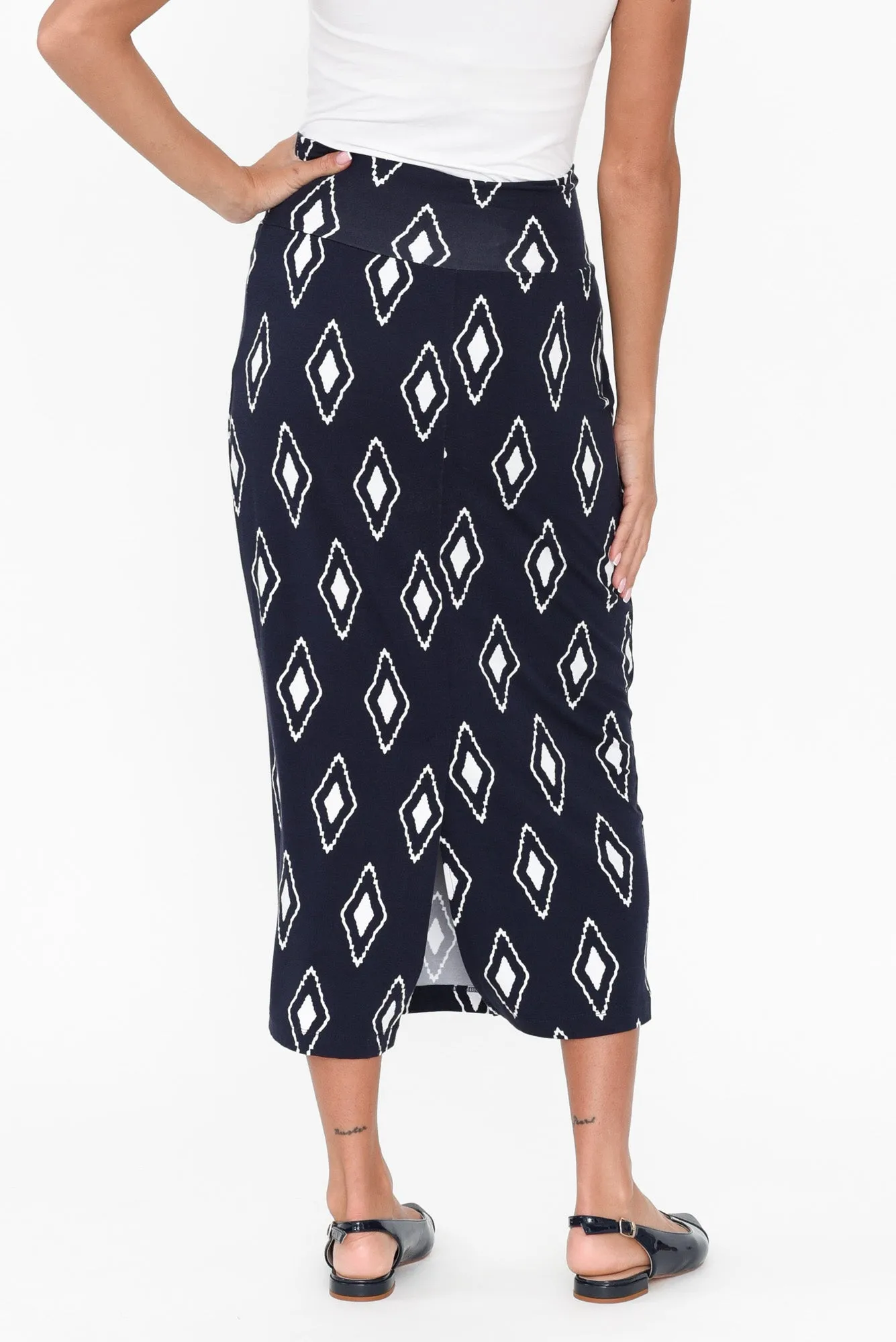 Navy Diamond Bamboo Maxi Tube Skirt sold by Blue Bungalow product image thumbnail 5