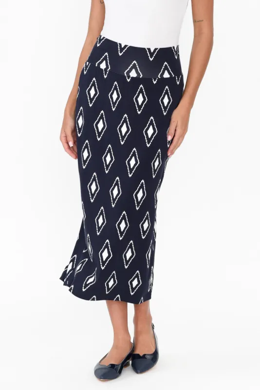 Navy Diamond Bamboo Maxi Tube Skirt sold by Blue Bungalow