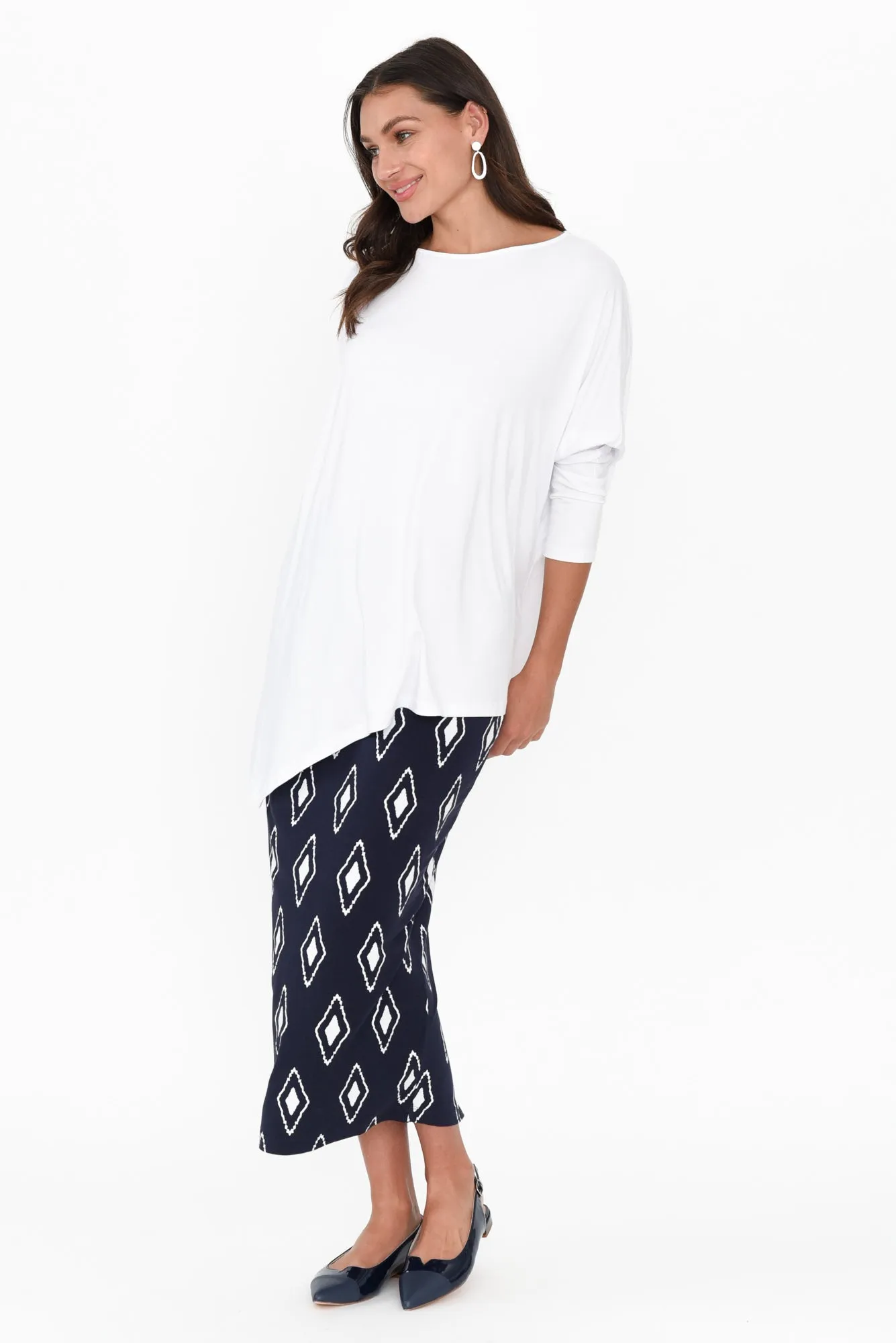 Navy Diamond Bamboo Maxi Tube Skirt sold by Blue Bungalow product image thumbnail 3