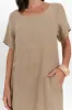 Calianna Taupe Linen Pocket Dress sold by Blue Bungalow