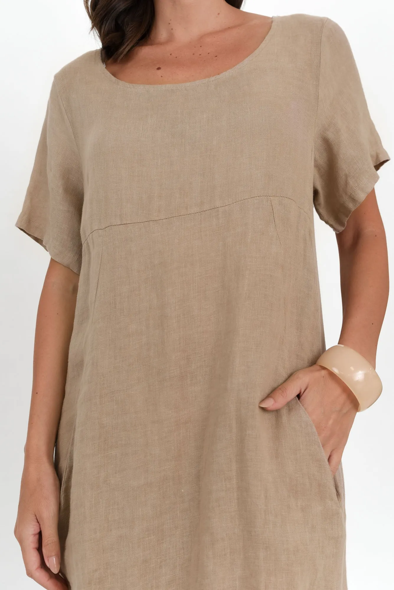 Calianna Taupe Linen Pocket Dress sold by Blue Bungalow product image thumbnail 5